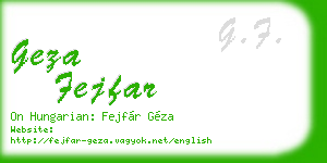 geza fejfar business card